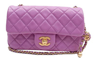 CHANEL Classic Flap CF Sheepskin Shoulder Bag, Crossbody Bag Mini Women's Purple