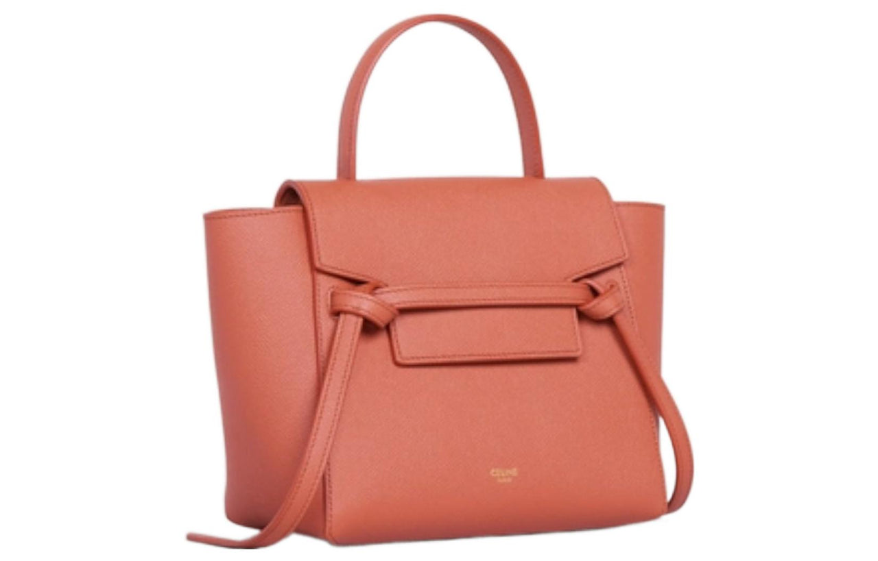 CELINE Grain Calfskin Catfish Bag, Handbag, Shoulder Bag, Crossbody Bag, Fanny Pack Extra Mini Women's Orange