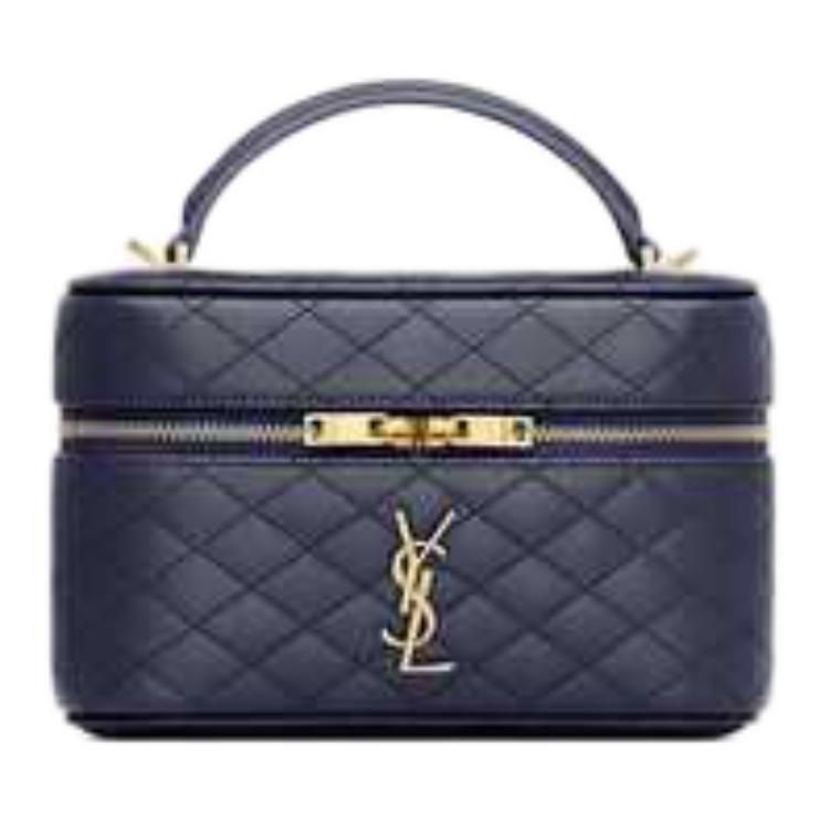 SAINT LAURENT Sheepskin One Shoulder Crossbody Portable Makeup Bag Trumpets Women's Abyss Blue