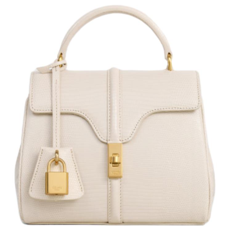 CELINE Lizard Skin Shoulder Bag Crossbody Bag Handbag Mini Women's Light Beige