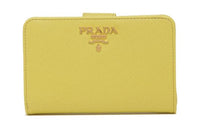 PRADA Saffiano Leather Wallet Women's Yellow