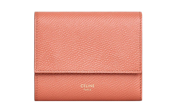 CELINE Calfskin Wallet Small Size Women's Pink