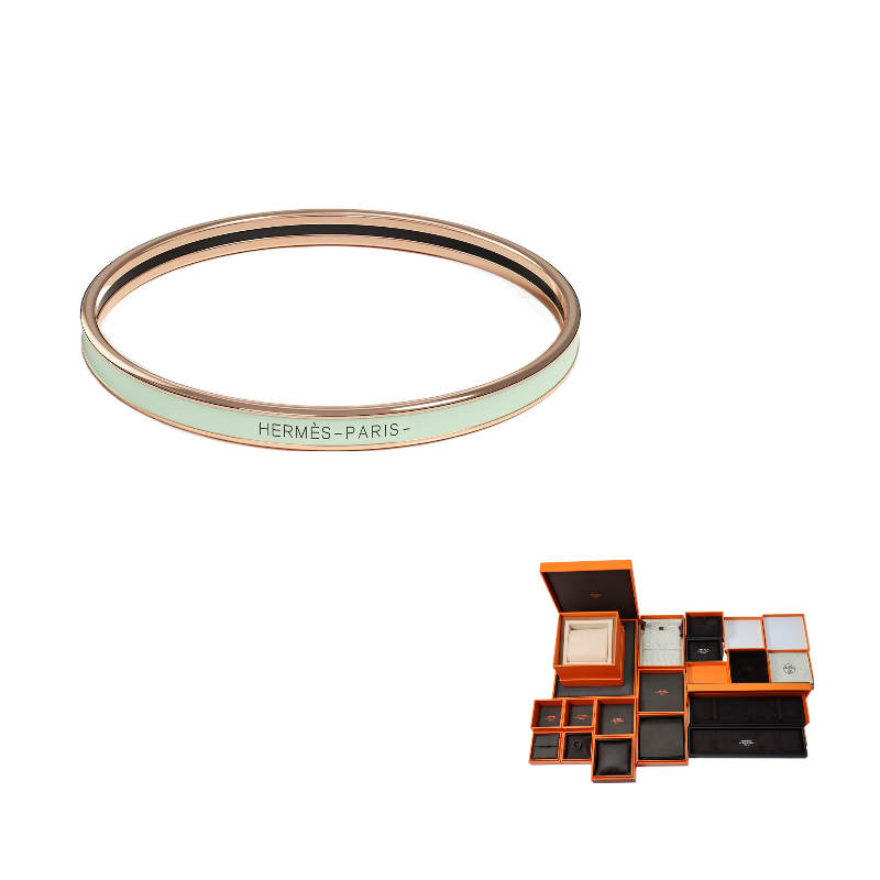 HERMES Rose Gold Plated Bangles Women's Green