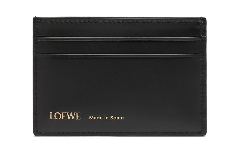 LOEWE Cow Leather Textile Card Clip Card Holder Women's Navy Black
