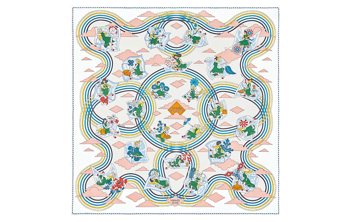 HERMES Silk Scarves Women's White