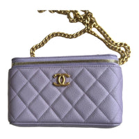 CHANEL Embossed Calfskin With Grains Shoulder Bag Crossbody Bag Unisex Light Purple