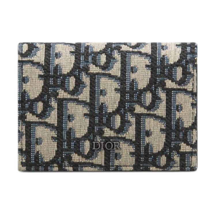 DIOR Jacquard Wallet Regular Men's Beige & Black