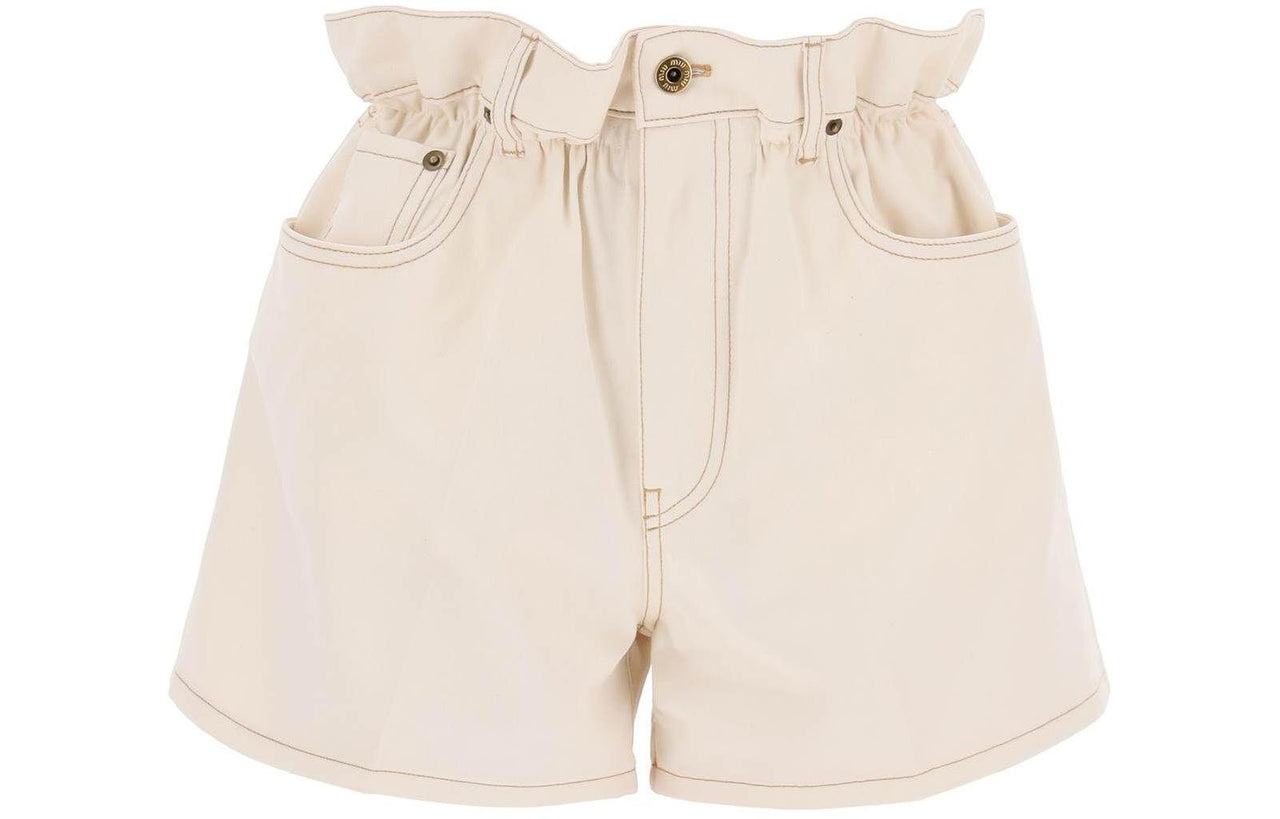 MIU MIU Paperbag-waist Denim Shorts