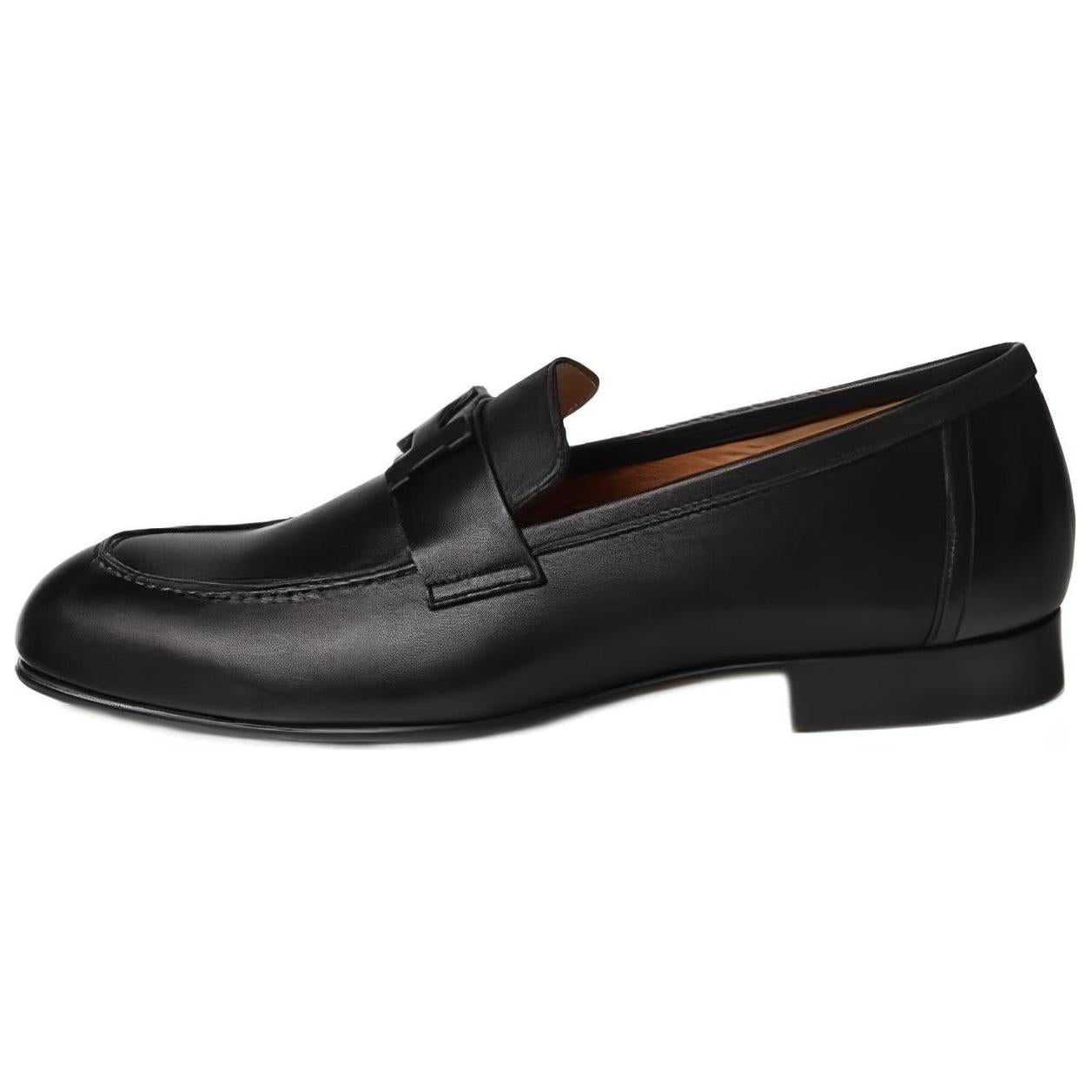 HERMES Paris Loafers Men's Black