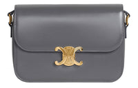 CELINE Triumphal Arch Shiny Cow Leather Shoulder Bag, Handbag, Shoulder Bag, Crossbody Bag Medium Size Women's Gray