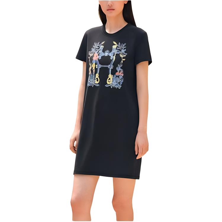 HERMES Short-Sleeved Dresses Women's Black