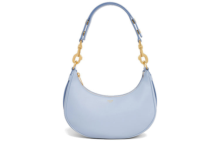 CELINE AVA Cow Leather Handbag Medium Size Women's Light Blue