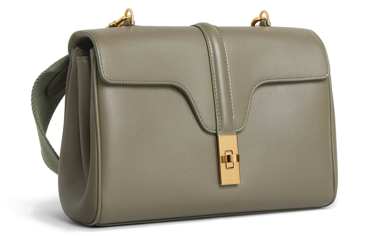 CELINE 16 Smooth Cow Leather Crossbody Bag Shoulder Bag Women's Army Green