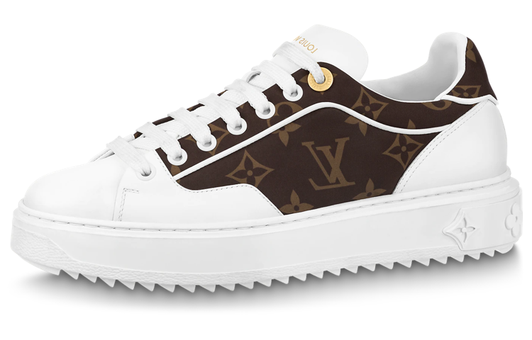 LOUIS VUITTON Time Out Sneakers 'White With Brown Monogram' Women's