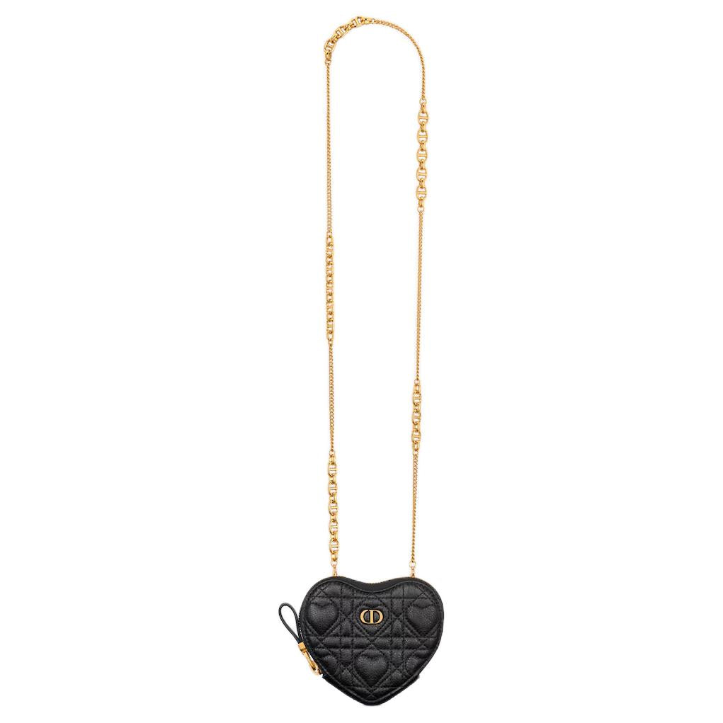 DIOR Caro Calfskin Heart-Shaped Bag Handheld Shoulder Bag Crossbody Bag Women's Black