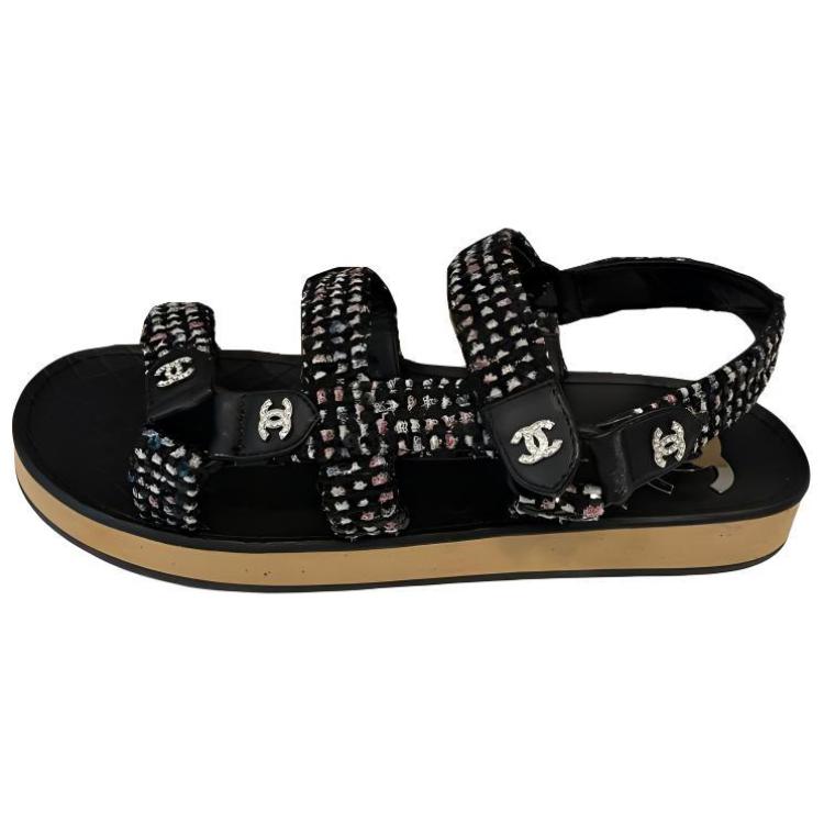 CHANEL 23P SS Strap Sandals Women's Black