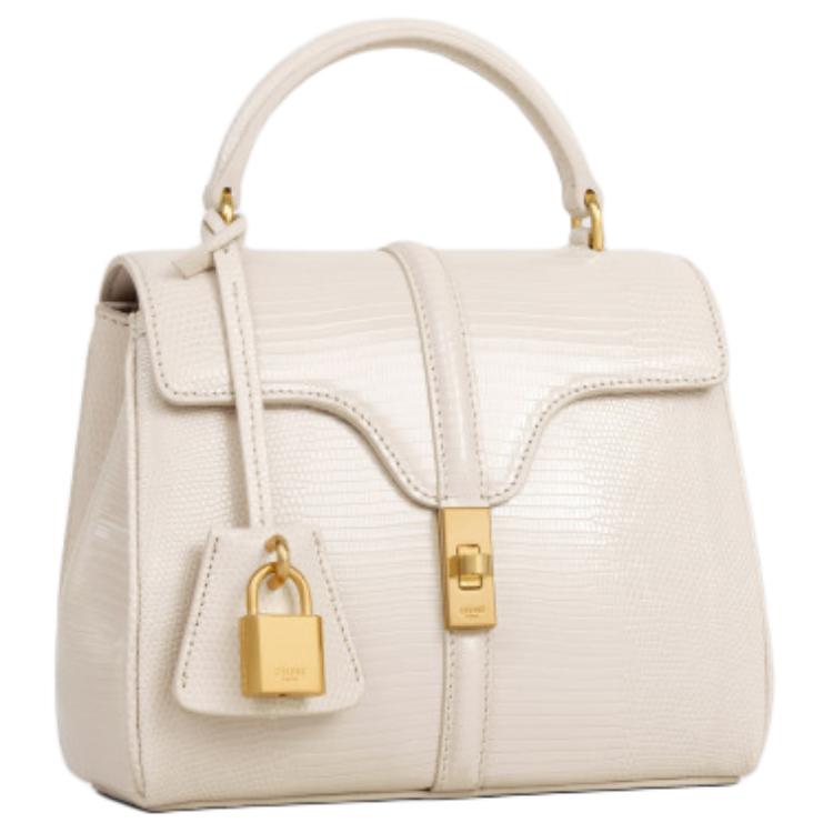 CELINE Lizard Skin Shoulder Bag Crossbody Bag Handbag Mini Women's Light Beige