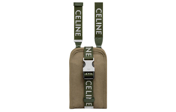 CELINE Polyamide Cell Phone Pouch Unisex Khaki Green