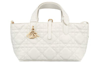 DIOR Cow Leather Native Handbag Trumpets Women's White