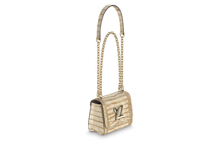 LOUIS VUITTON Twist Short-Snouted Crocodile Leather Shoulder Bag Crossbody Bag Mini Women's Gold