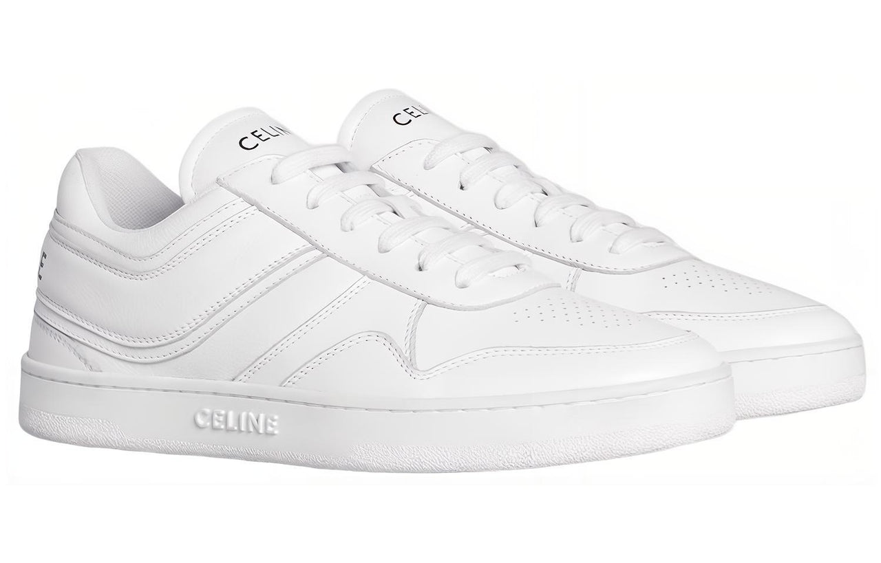CELINE Trainer Low Top Stylish Skateboarding Shoes Women's White