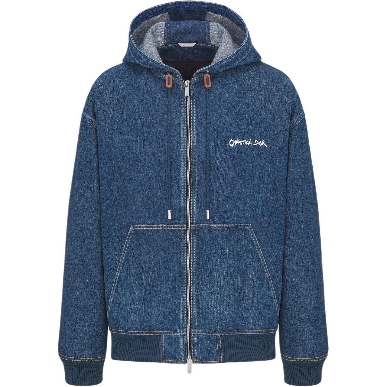 DIOR Christian DIOR Embroidered Hooded Denim Jacket
