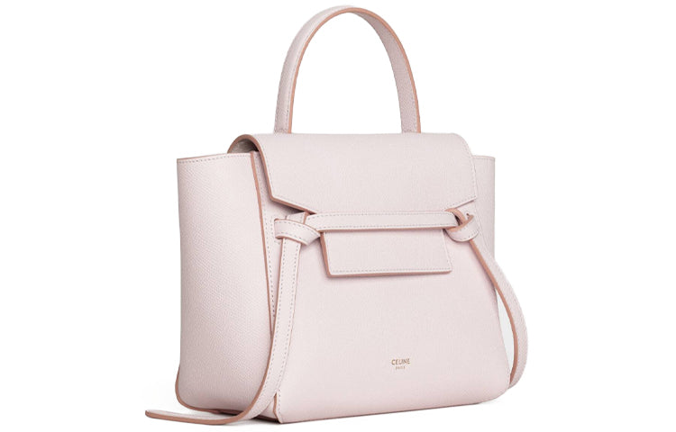 CELINE Belt Grained Calfskin Handbag One Shoulder Crossbody Crossbody Handbag Women's Light Pink