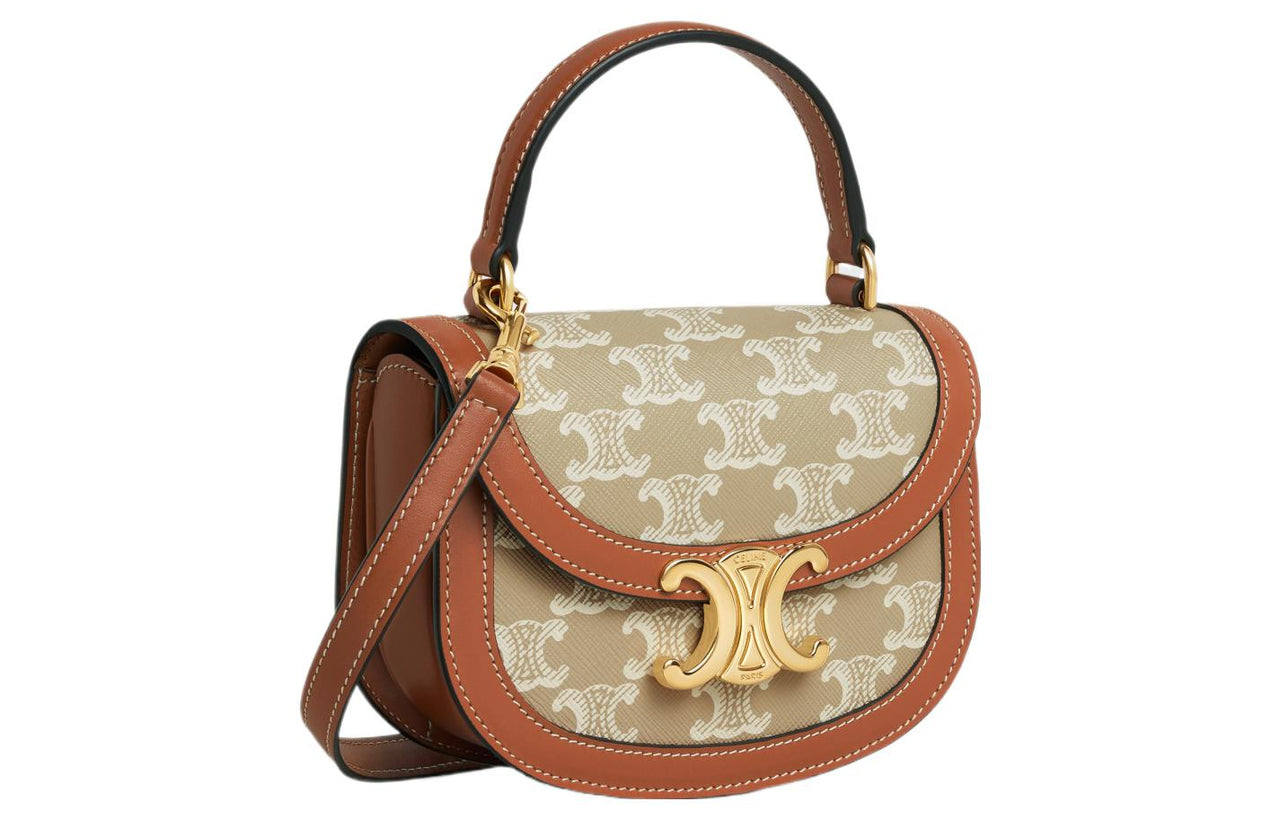 CELINE Besace Cow Leather Handbag Mini Women's Greige