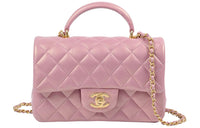 CHANEL Classic Flap CF Lambskin Mouth Cover Bag Handbag Chain Shoulder Bag Women's Pink