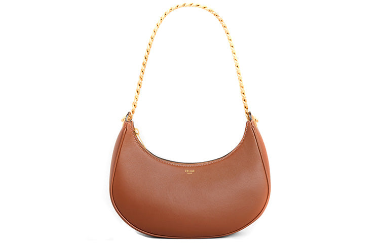 CELINE AVA Smooth Cow Leather Dumplings Dumpling Bag, Shoulder Bag, Handbag Women's Tawny