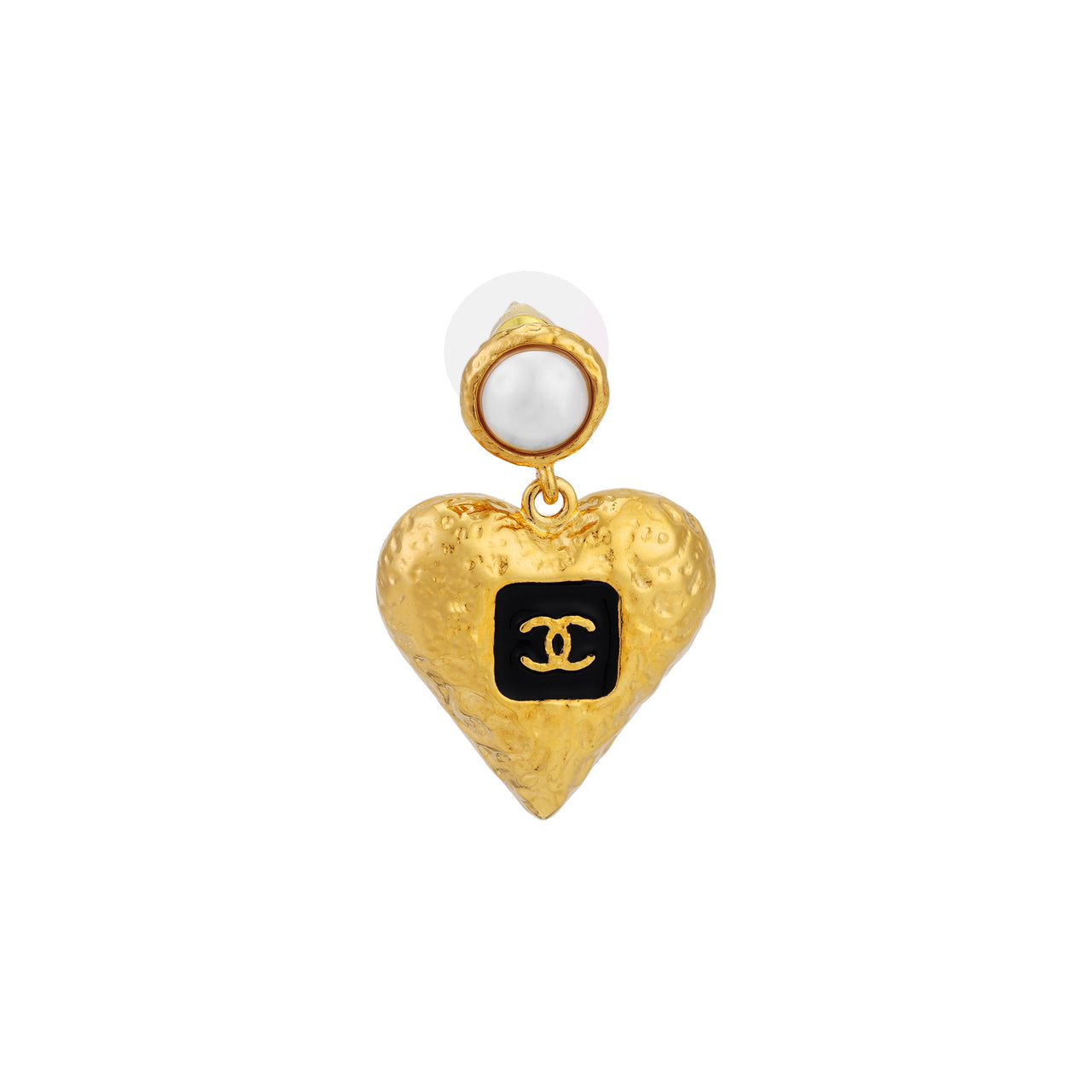 CHANEL Pearl Earrings Unisex Gold