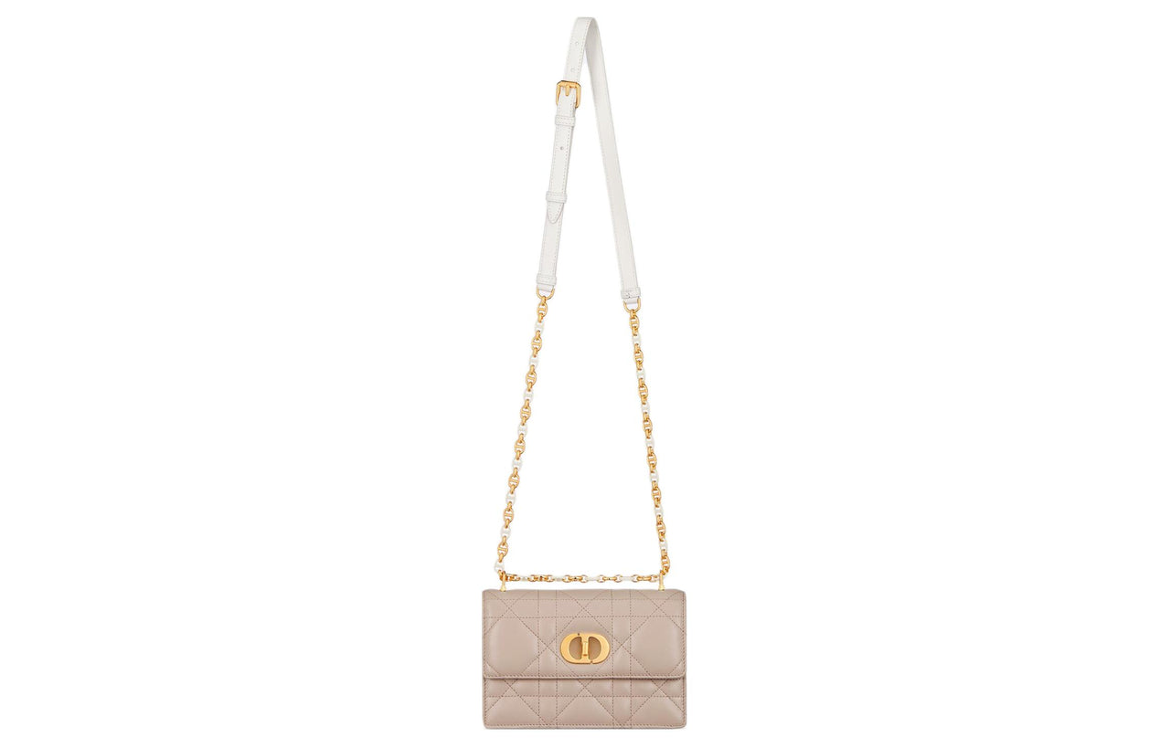 DIOR Sheepskin Shoulder Bag Crossbody Bag Mini Women's Milk White & Beige Brown