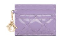 DIOR Lady Dior Patent Leather Calfskin Money Clip Card Holder Card Case Women's Light Purple