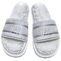 DIOR Dway Abrasion-Resistant Slide Slippers Women's Silver
