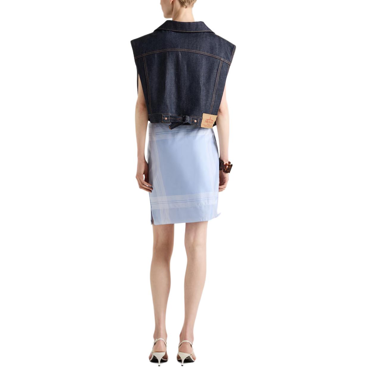PRADA Triangle-Logo Cropped Denim Gilet