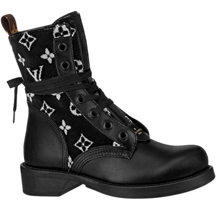 LOUIS VUITTON Metropolis Flat Ranger Boots 'Black With White Monogram' Women's