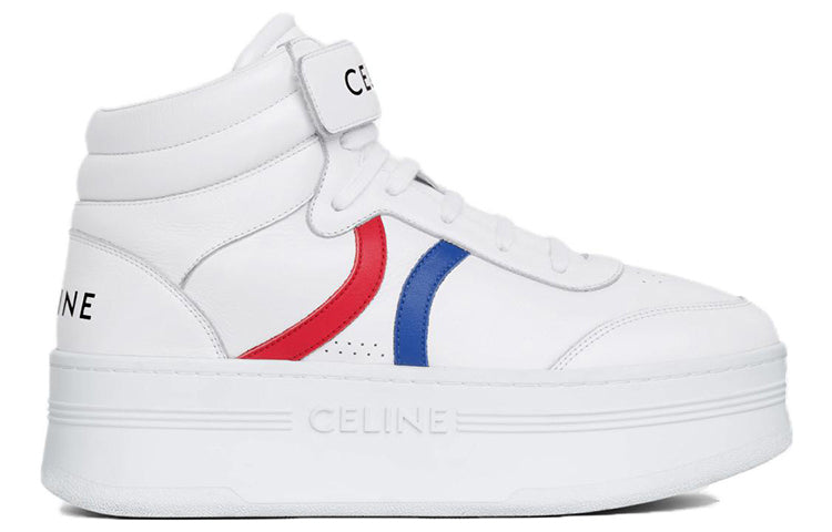 CELINE Block Mid Top Stylish Skateboarding Shoes Women's White