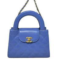 CHANEL Shiny Calfskin Shoulder Bag Crossbody Bag Handbag Mini Women's Blue
