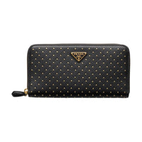 PRADA Leather Wallet Tubas Women's Black
