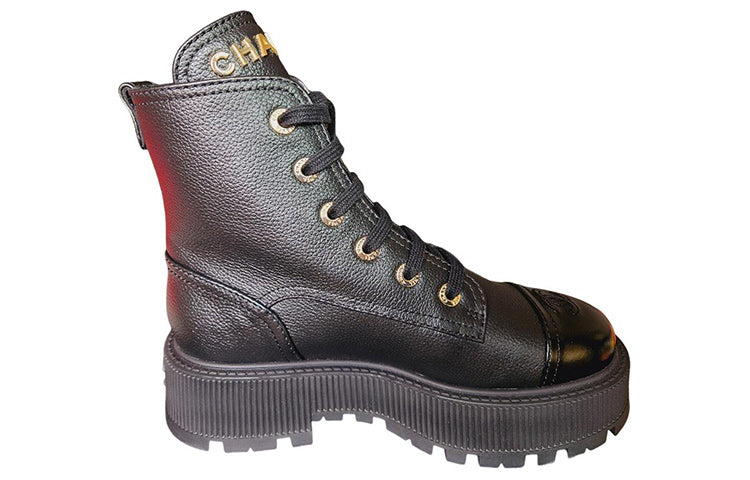 CHANEL Short Martin Boot Women's Black
