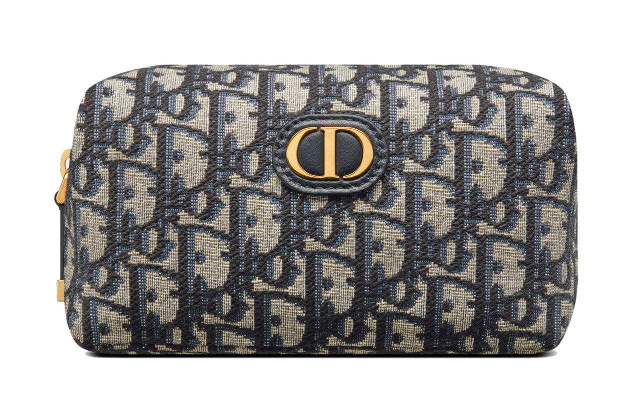 DIOR 30 Montaigne Oblique Printed Fabric Clutch Women's Blue