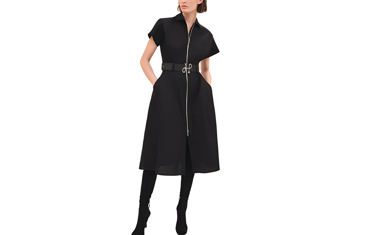 HERMES FW23 Short-Sleeved Dresses Women's Black