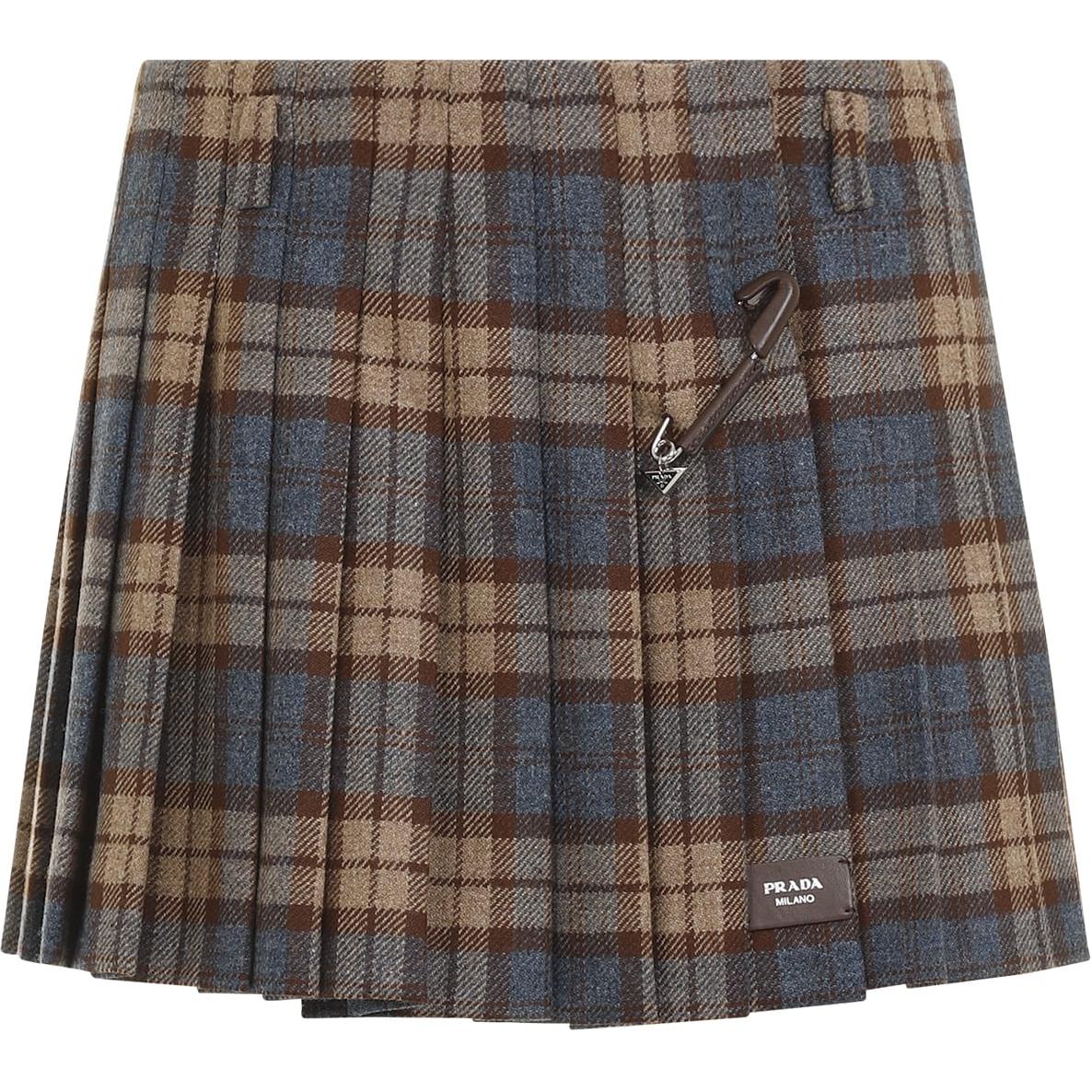 PRADA Checked Wool Mini Skirt
