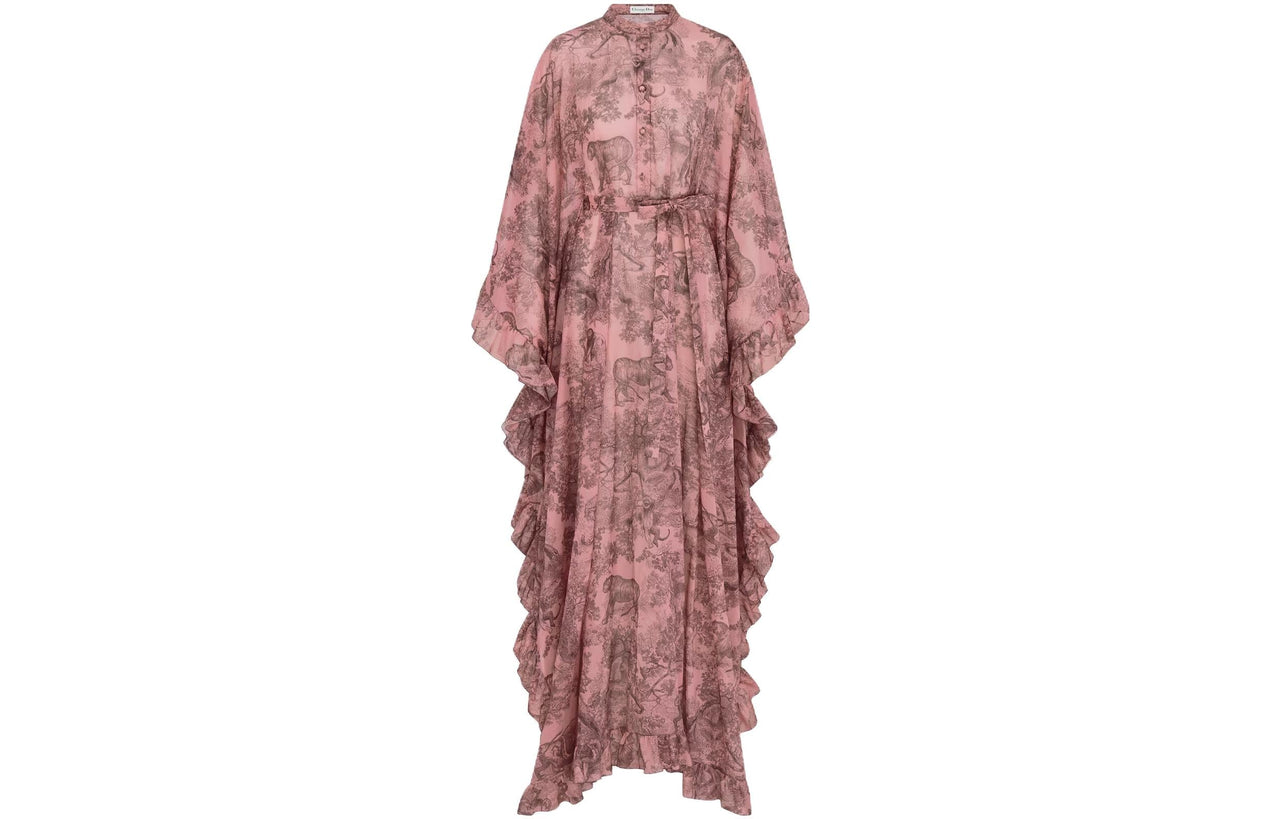 DIOR All Over Patterned Ruffled Dress