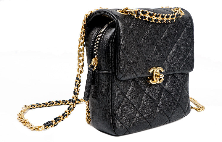 CHANEL 22P Cow Leather Backpack Women's Black