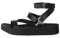 HERMES Galaxy Strap Sandals Women's Black