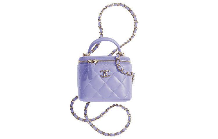 CHANEL Sheepskin Box Bag, Handbag, Shoulder Bag, Crossbody Bag Mini Women's Lavender Light Purple