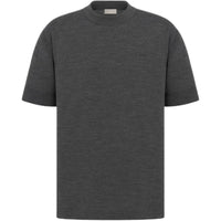 DIOR Solid Color Letter Embroidery Crew Neck Pullover Short Sleeved T Shirt Men's Gray