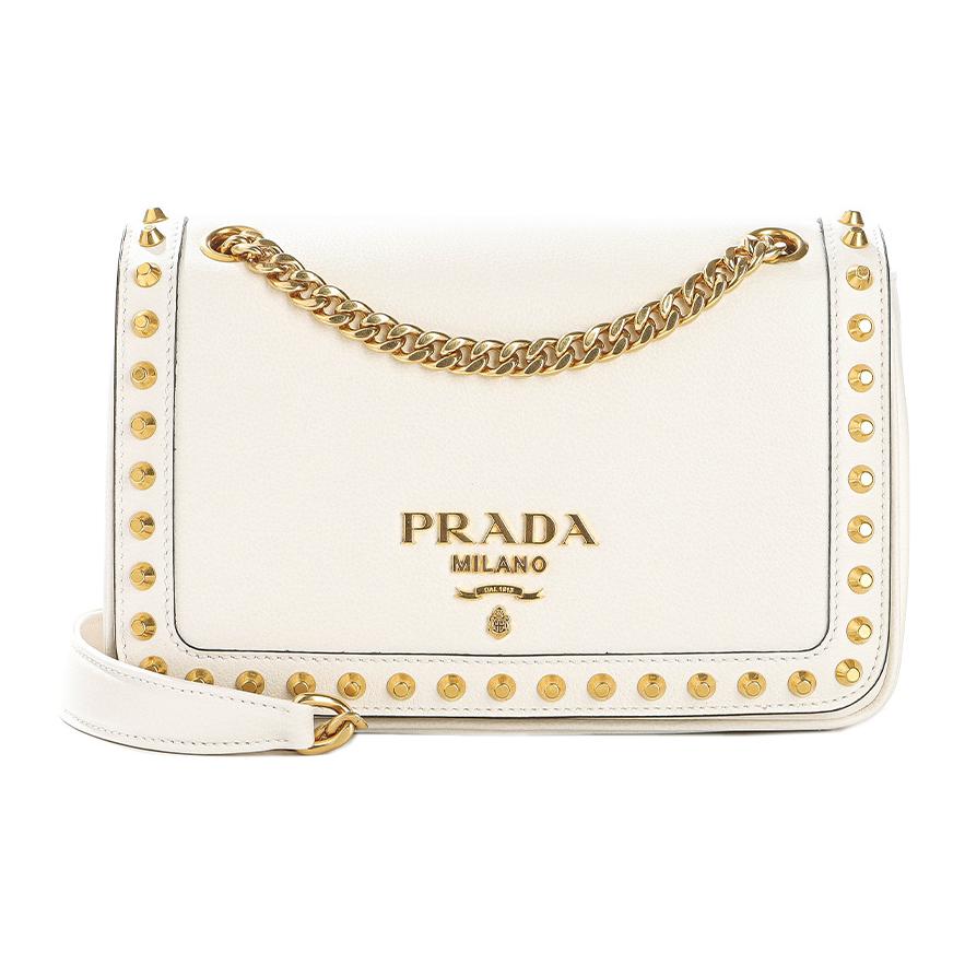 PRADA Calfskin Crossbody Bag Shoulder Bag Women's White