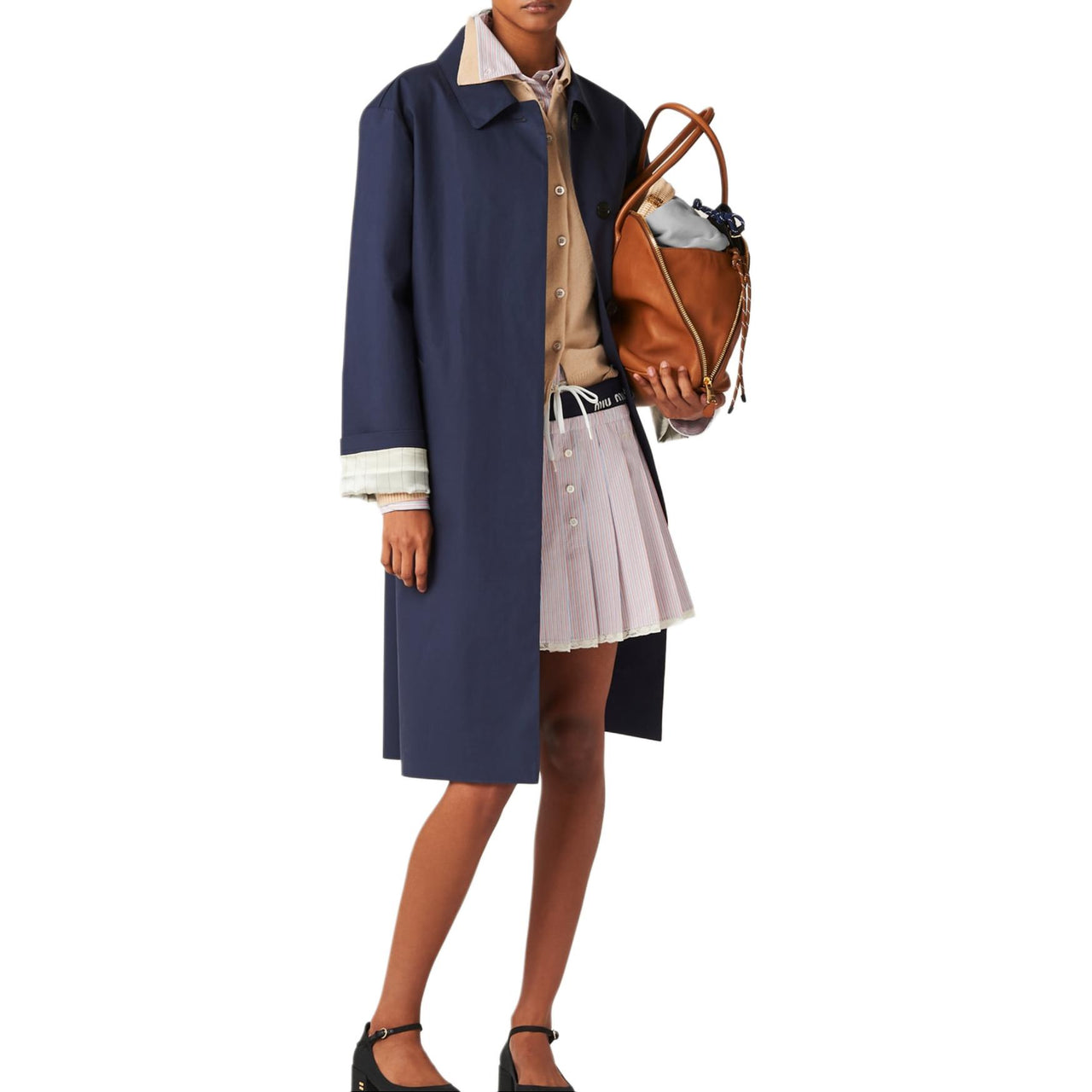 MIU MIU Embroidered Poplin Mini Skirt
